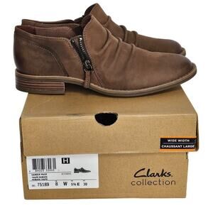 CLARKS CAMZIN PACE TAUPE NUBUCK WOMEN'S SHOES - SIZE 8W